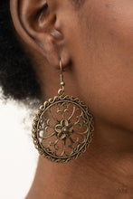 Load image into Gallery viewer, Floral Fortunes - Brass Earrings - Paparazzi Jewelry
