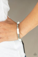 Load image into Gallery viewer, Stacked In Your Favor - White Bracelet - Paparazzi Jewelry
