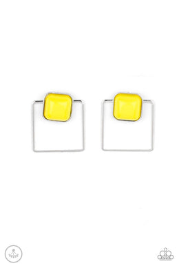 paparazzi-accessories-flair-and-square-yellow-post earrings