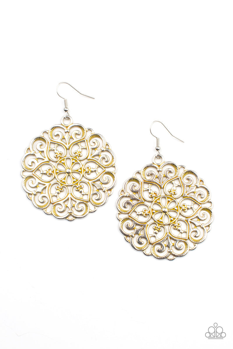 paparazzi-accessories-mandala-effect-yellow-earrings