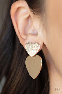Heart-Racing Refinement - Gold Post Earrings - Paparazzi Jewelry