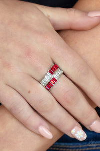 Put Them in Check - Red Ring - Paparazzi Jewelry