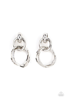 paparazzi-accessories-dynamically-linked-silver-post earrings