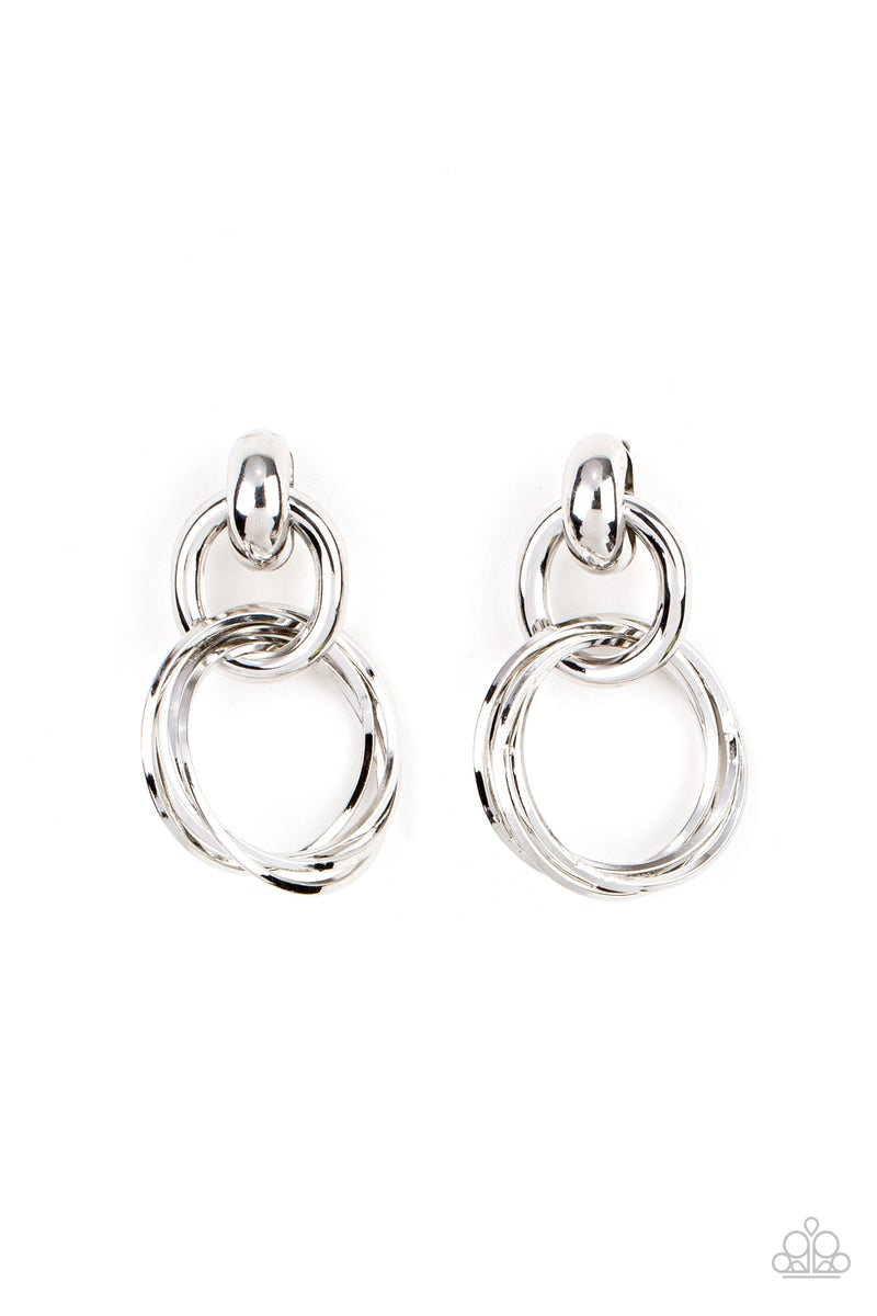 paparazzi-accessories-dynamically-linked-silver-post earrings
