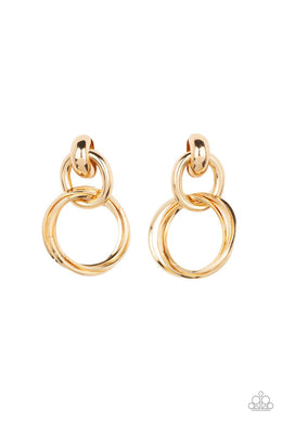 paparazzi-accessories-dynamically-linked-gold-post earrings