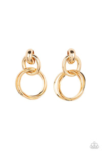 paparazzi-accessories-dynamically-linked-gold-post earrings