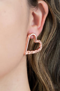 Cupid, Who? - Copper Post Earrings - Paparazzi Jewelry