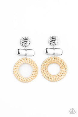 paparazzi-accessories-woven-whimsicality-white-post earrings