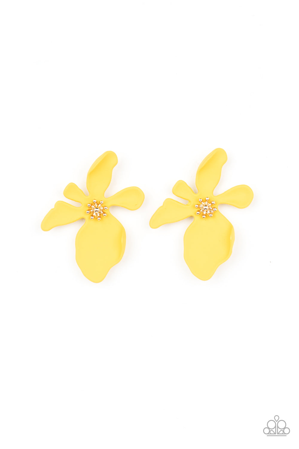 paparazzi-accessories-hawaiian-heiress-yellow-post earrings