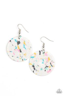paparazzi-accessories-tenaciously-terrazzo-white-earrings
