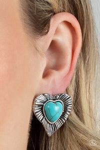 Rustic Romance - Blue Post Earrings - Paparazzi Jewelry