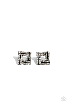 paparazzi-accessories-times-square-scandalous-white-post earrings