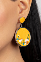 Load image into Gallery viewer, Embroidered Gardens - Yellow Post Earrings - Paparazzi Jewelry
