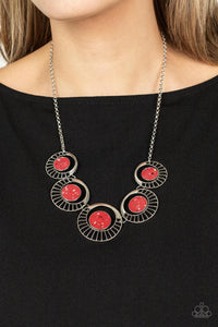 Elliptical Effervescence - Red Necklace - Paparazzi Jewelry