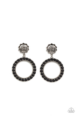 paparazzi-accessories-playfully-prairie-black-post earrings