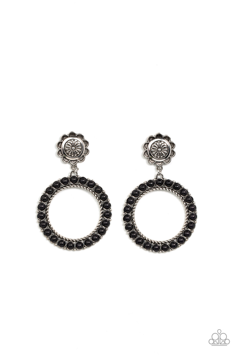 paparazzi-accessories-playfully-prairie-black-post earrings