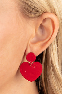 Just a Little Crush - Red Post Earrings - Paparazzi Jewelry