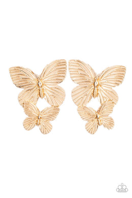 paparazzi-accessories-blushing-butterflies-gold-post earrings