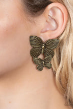 Load image into Gallery viewer, Blushing Butterflies - Brass Post Earrings - Paparazzi Jewelry
