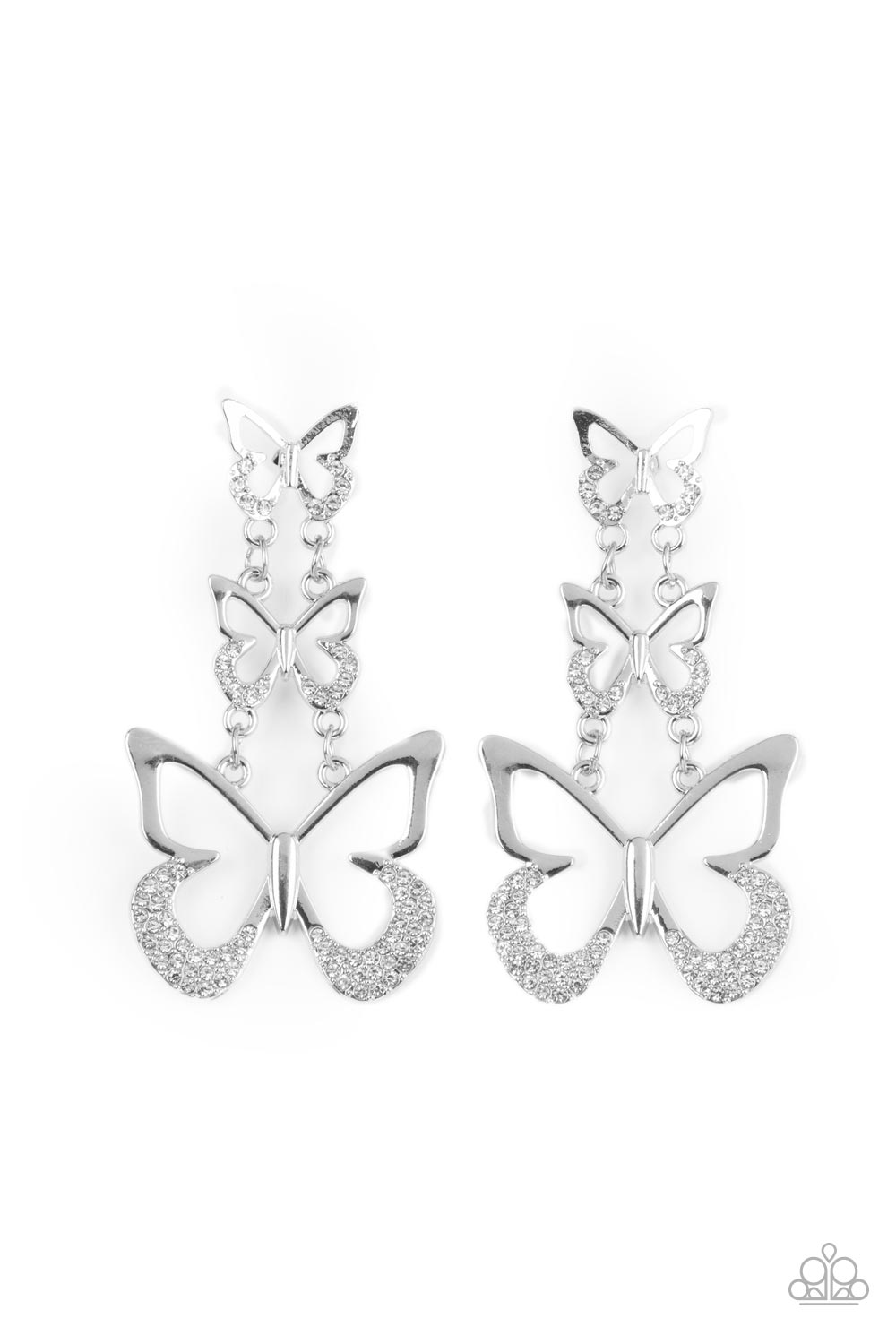 paparazzi-accessories-flamboyant-flutter-white-post earrings