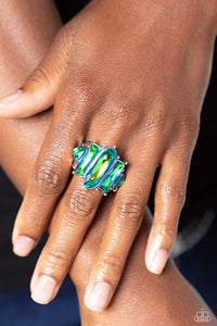 Iridescently Interstellar - Green Ring - Paparazzi Jewelry