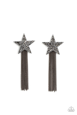 paparazzi-accessories-superstar-solo-black-post earrings