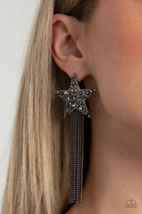 Superstar Solo - Black Post Earrings - Paparazzi Jewelry