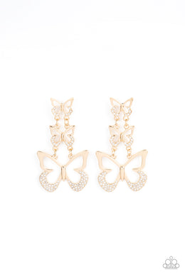 paparazzi-accessories-flamboyant-flutter-gold-post earrings