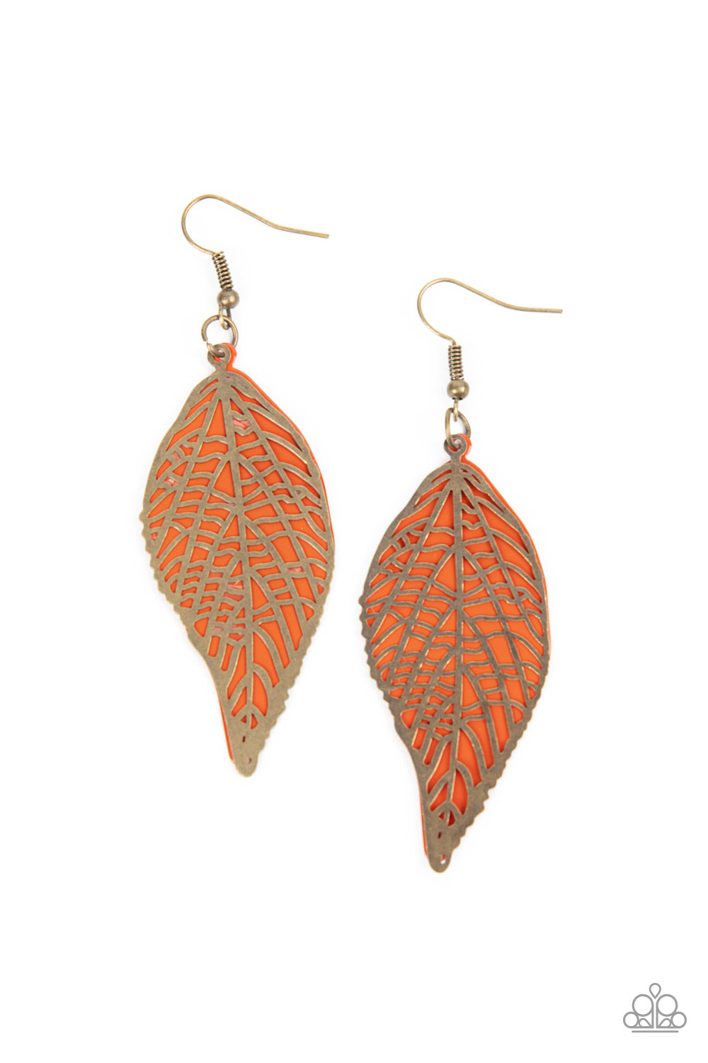 paparazzi-accessories-leafy-luxury-orange-earrings