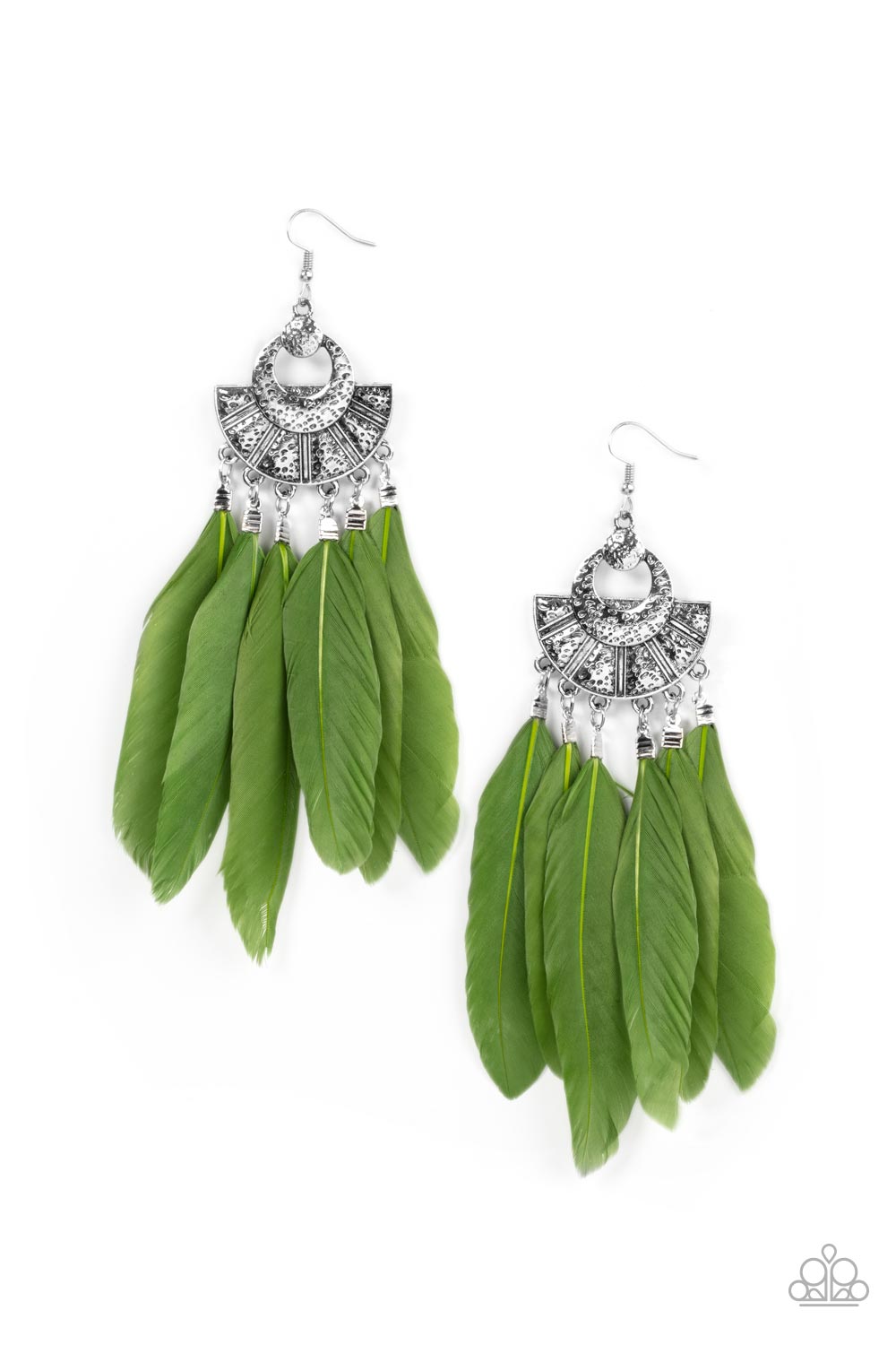 paparazzi-accessories-plume-paradise-green-earrings