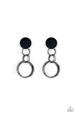 paparazzi-accessories-industrialized-fashion-black-post earrings