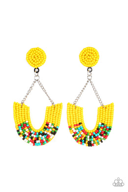 paparazzi-accessories-make-it-rainbow-yellow-post earrings