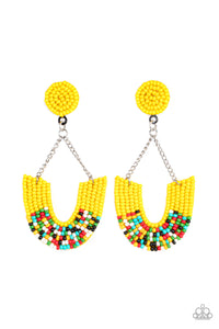 paparazzi-accessories-make-it-rainbow-yellow-post earrings