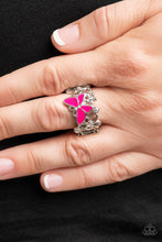 Load image into Gallery viewer, All FLUTTERED Up - Pink Ring - Paparazzi Jewelry
