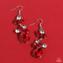 Load image into Gallery viewer, Rhinestone Reveler - Red Earrings - Paparazzi Jewelry
