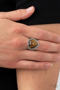 Stone Age Admirer - Brown Ring - Paparazzi Jewelry