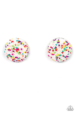 paparazzi-accessories-kaleidoscope-sky-white-post earrings