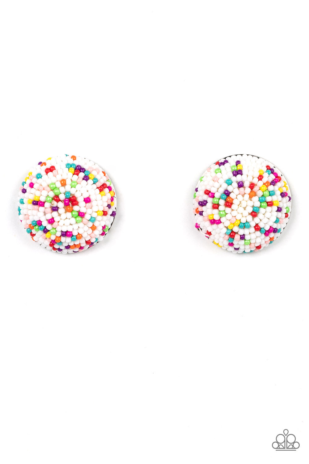 paparazzi-accessories-kaleidoscope-sky-white-post earrings
