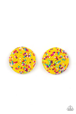 paparazzi-accessories-kaleidoscope-sky-yellow-post earrings