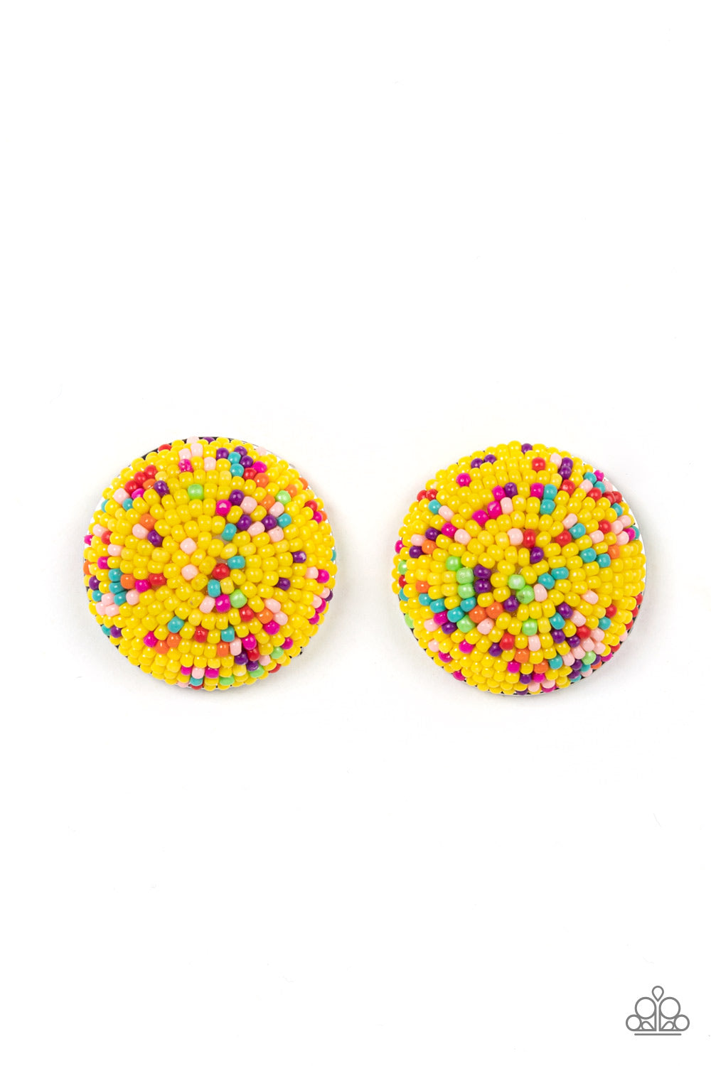 paparazzi-accessories-kaleidoscope-sky-yellow-post earrings