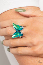 Load image into Gallery viewer, Fluorescent Flutter - Green Ring - Paparazzi Jewelry
