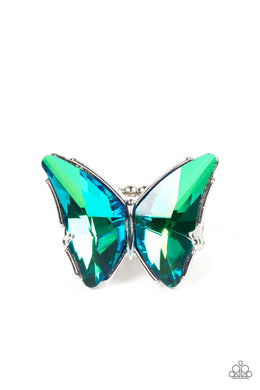 paparazzi-accessories-fluorescent-flutter-green-ring