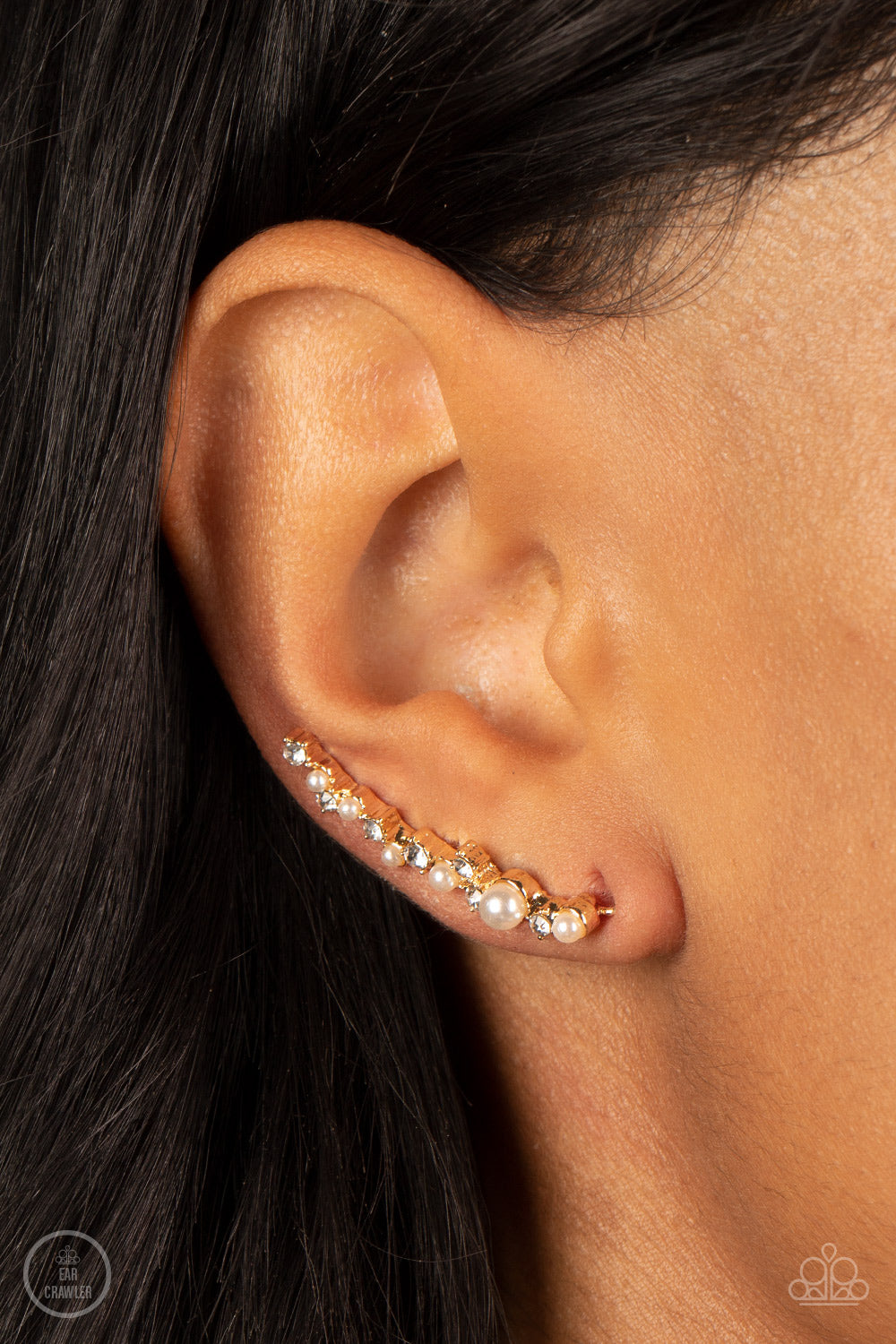 Couture Crawl - Gold Post Earrings - Paparazzi Jewelry