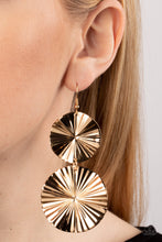 Load image into Gallery viewer, In Your Wildest FAN-tasy - Gold Earrings - Paparazzi Jewelry
