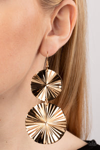 In Your Wildest FAN-tasy - Gold Earrings - Paparazzi Jewelry