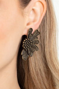 Farmstead Meadow - Brass Post Earrings - Paparazzi Jewelry