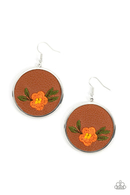 paparazzi-accessories-prairie-patchwork-orange-earrings