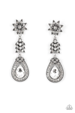 paparazzi-accessories-floral-fantasy-white-post earrings