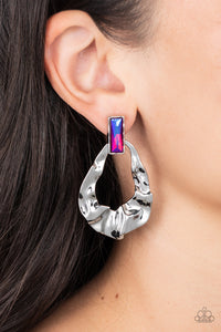 Metro Meltdown - Pink Post Earrings - Paparazzi Jewelry