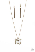 Load image into Gallery viewer, paparazzi-accessories-gives-me-butterflies-brass-necklace

